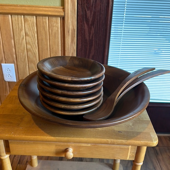 Kitchen Vintage Solid Walnut Salad Bowl Set Poshmark